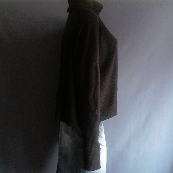 Free People NWT We the Free Black Cotton Oversized Ribbed Turtleneck Top Sm - Picture 4 of 8